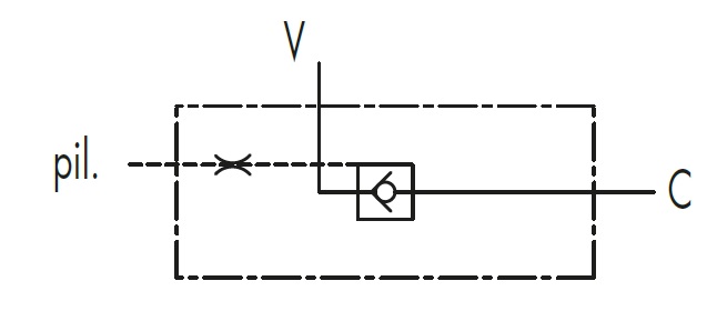 Гидравлическая схема обозначения V0273-VBL/3 SE 1/4 - Гидрозамок одностороннего действия