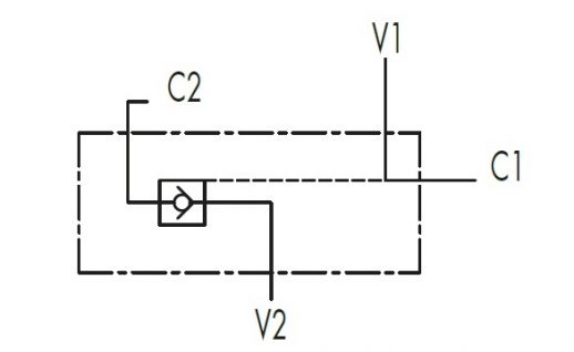 Гидравлическая схема обозначения V0268-VBPSE 1/4 FL - Гидрозамок одностороннего действия