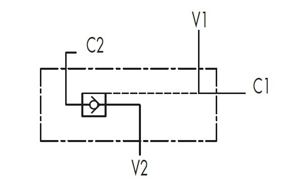 Гидравлическая схема обозначения V0270-VBPSE 1/2 FL - Гидрозамок одностороннего действия