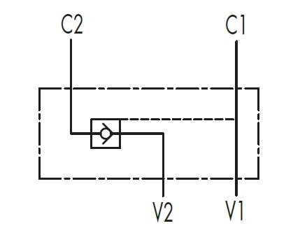 Гидравлическая схема обозначения V0272-VBPSE 1/4 A - Гидрозамок одностороннего действия