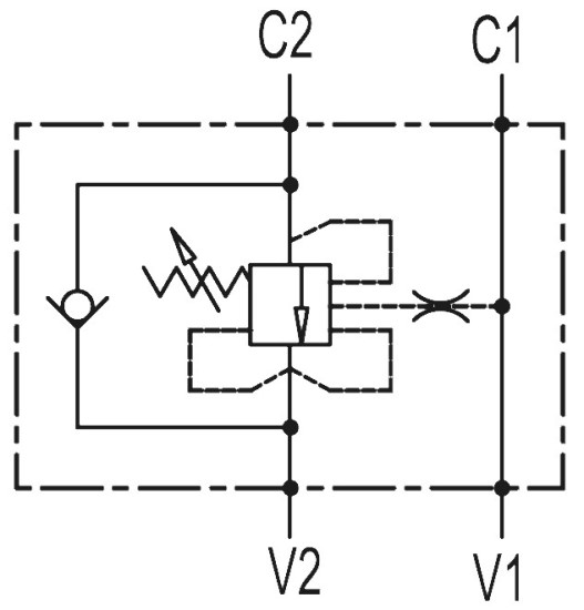 V0391-VBCD 3/8 SE-A CC - Тормозной клапан гидравлический, односторонний, G3/8" BSP, 1:4.5, 40 л/мин, 350 бар