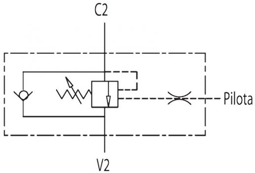 Гидравлическая схема обозначения V0394-VBCD 3/8 SE 3 VIE - Тормозной клапан гидравлический, односторонний, G3/8" BSP, 1:4.5, 40 л/мин, 350 бар