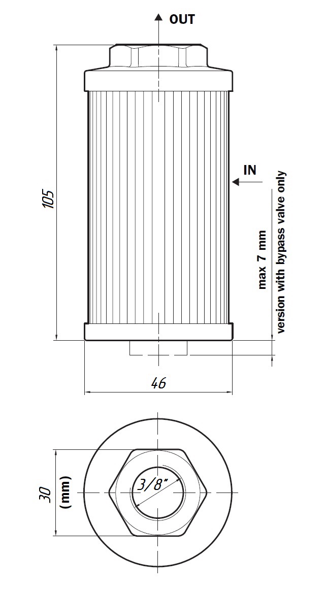 Размеры всасывающих фильтров STR0451 - STR0452