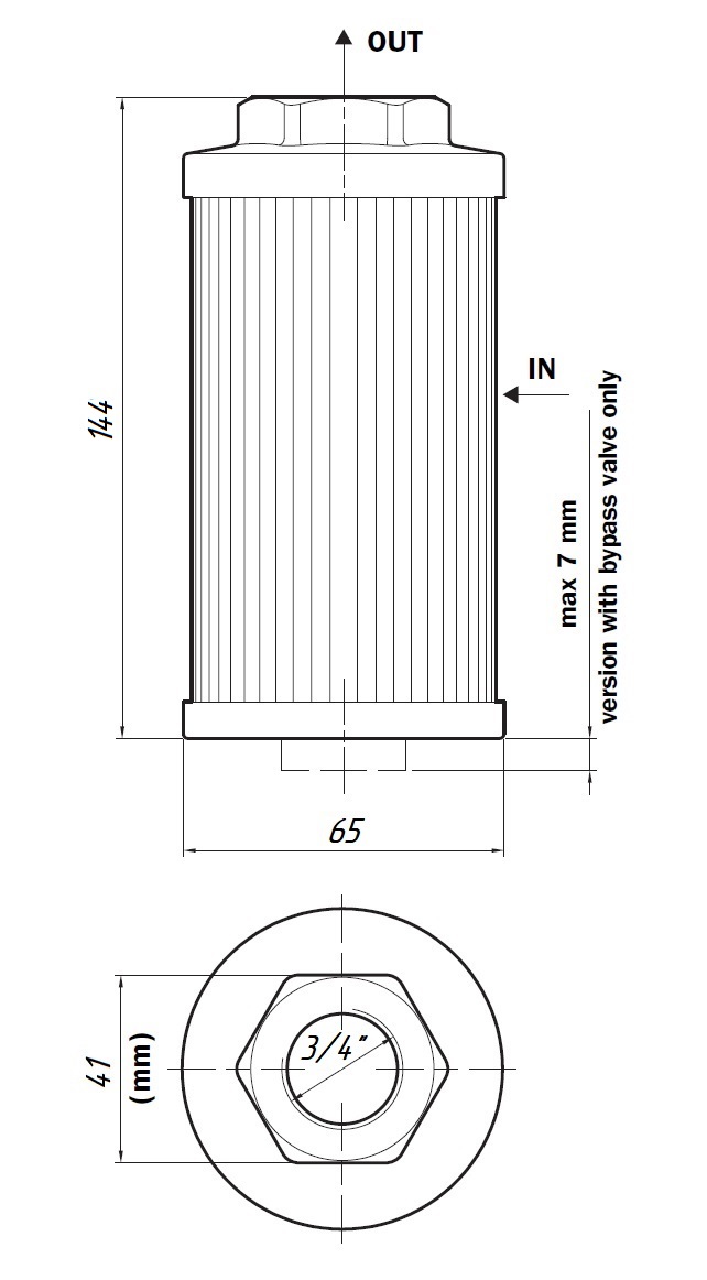 Размеры всасывающего фильтра STR0653-1