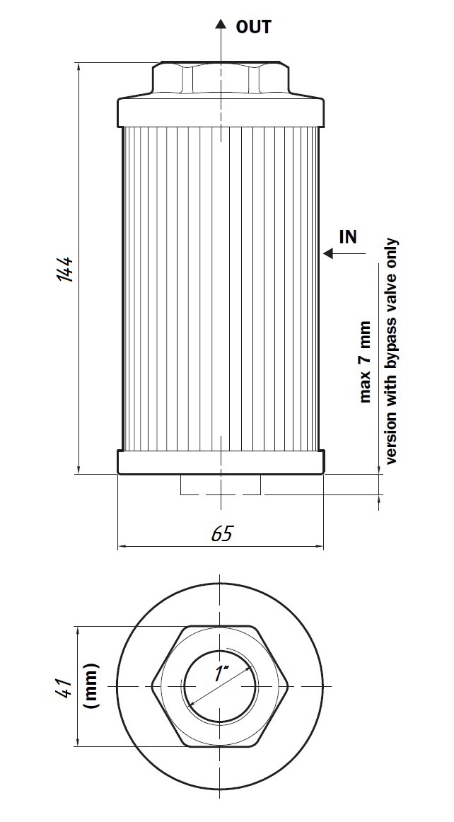 Размеры всасывающего фильтра STR0654