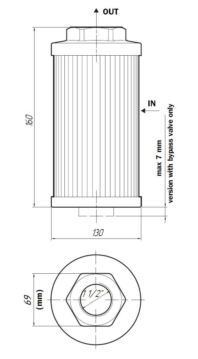 Размеры всасывающего фильтра STR1401