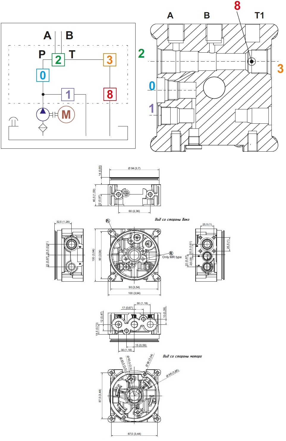 Схема и габаритные размеры блока E60102033(M4)