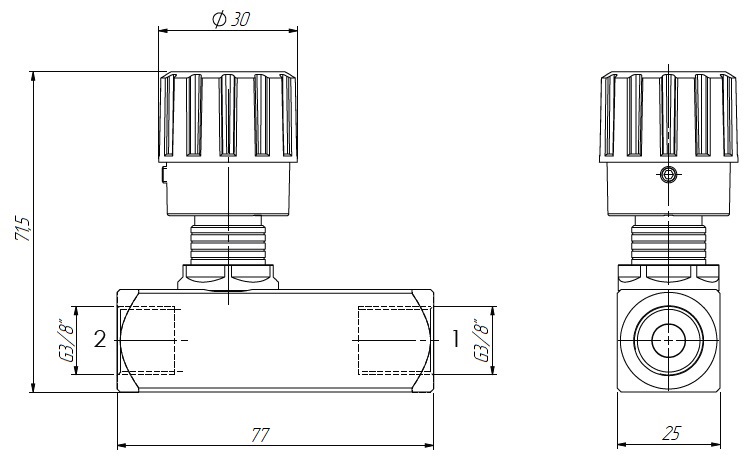 Габаритные размеры клапана STU380