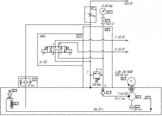 гидравлическая схема GP4-SP7/30-24 гидростанция