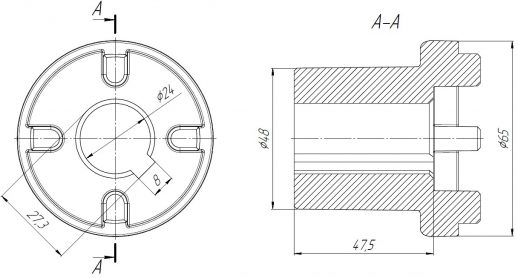 Габаритные размеры полумуфты ND65B