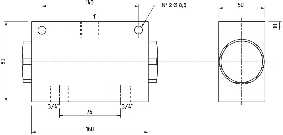 Габаритные размеры делителя потока V1030-DFL120-150