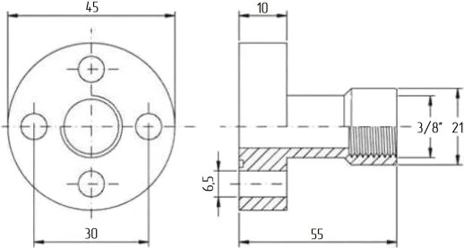 Габаритные размеры фланца RPI1M